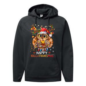 Whimsical Owl Holiday Celebration Performance Fleece Hoodie