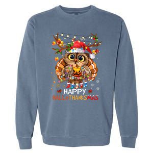 Whimsical Owl Holiday Celebration Garment-Dyed Sweatshirt