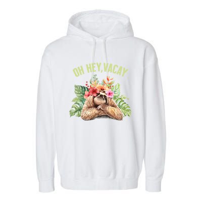 Wo Oh Hey Vacay Souvenir Gift Garment-Dyed Fleece Hoodie