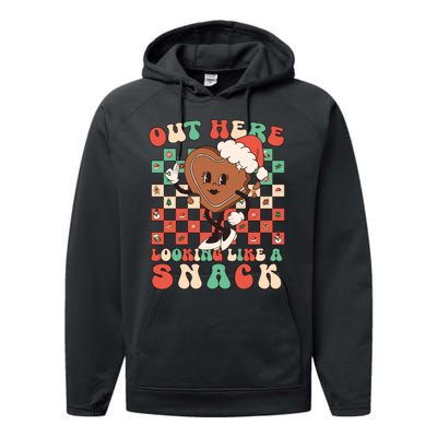 Winter Out Here Looking Like A Snack Xmas Gingerbread Heart Performance Fleece Hoodie