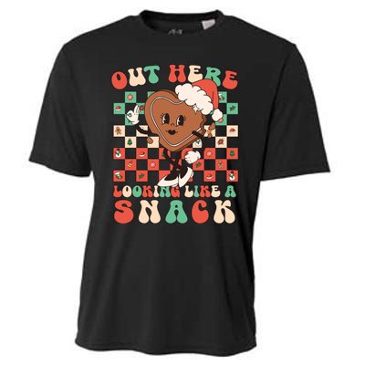 Winter Out Here Looking Like A Snack Xmas Gingerbread Heart Cooling Performance Crew T-Shirt