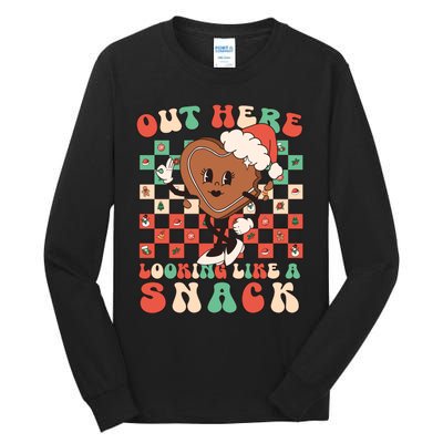 Winter Out Here Looking Like A Snack Xmas Gingerbread Heart Tall Long Sleeve T-Shirt