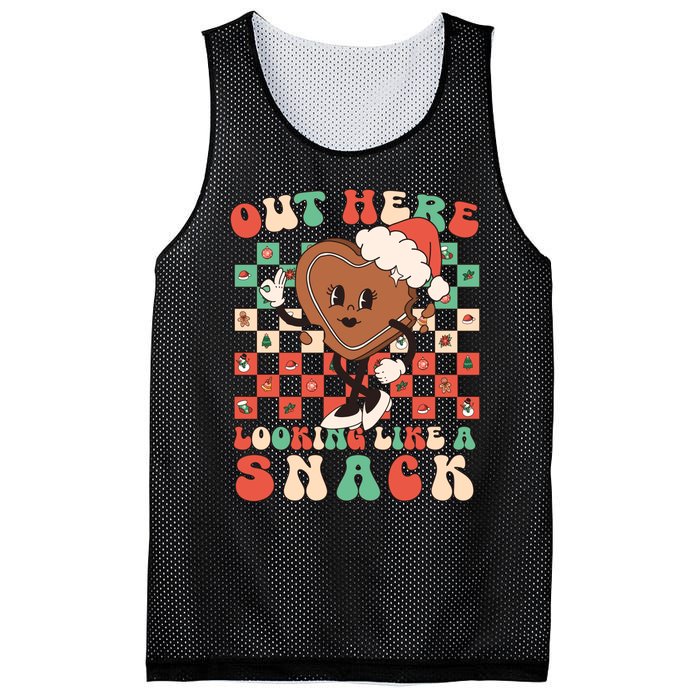 Winter Out Here Looking Like A Snack Xmas Gingerbread Heart Mesh Reversible Basketball Jersey Tank