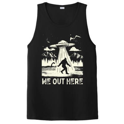 We Out Here Funny Bigfoot Mothman Cryptid Ufo Abduction PosiCharge Competitor Tank