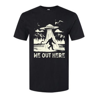 We Out Here Funny Bigfoot Mothman Cryptid Ufo Abduction Softstyle® CVC T-Shirt