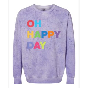 Womens Oh Happy Day, Cute Casual Women's Summer Fashion Funny Colorblast Crewneck Sweatshirt