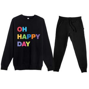 Womens Oh Happy Day, Cute Casual Women's Summer Fashion Funny Premium Crewneck Sweatsuit Set