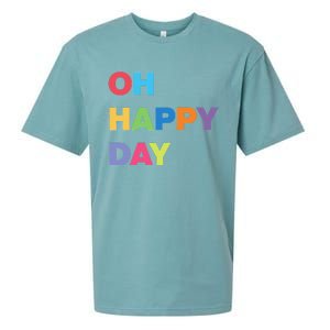 Womens Oh Happy Day, Cute Casual Women's Summer Fashion Funny Sueded Cloud Jersey T-Shirt