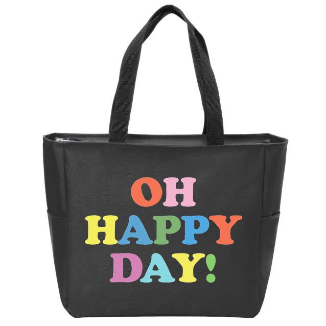 Womens Oh Happy Day, Cute Casual Women's Summer Fashion Zip Tote Bag