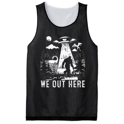 We Out Here Funny Bigfoot Mothman Cryptid Ufo Abduction Mesh Reversible Basketball Jersey Tank