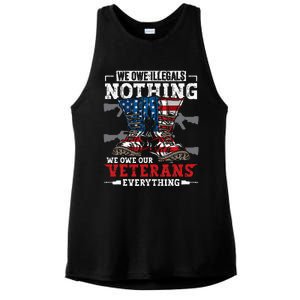 We Owe Illegals Nothing We Owe Our Veterans Everything Ladies PosiCharge Tri-Blend Wicking Tank