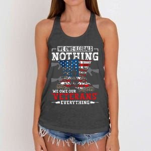 We Owe Illegals Nothing We Owe Our Veterans Everything Women's Knotted Racerback Tank