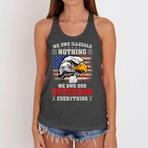 We Owe Illegals Nothing We Owe Our Veterans Everything Women's Knotted Racerback Tank