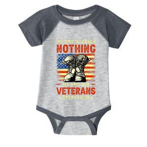 We Owe Illegals Nothing We Owe Our Veterans Everything Infant Baby Jersey Bodysuit