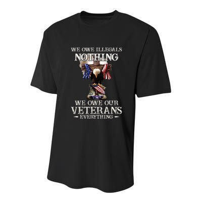 We Owe Illegals Nothing We Owe Our Veterans Everything Youth Performance Sprint T-Shirt