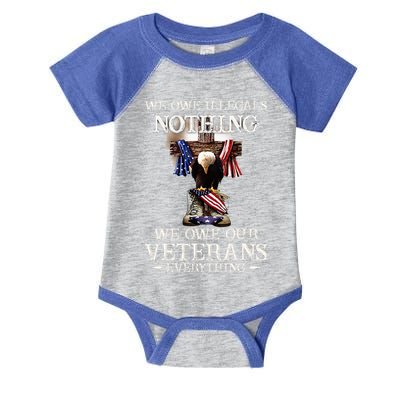 We Owe Illegals Nothing We Owe Our Veterans Everything Infant Baby Jersey Bodysuit