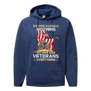 We Owe Illegals Nothing We Owe Our Veterans Everything Performance Fleece Hoodie