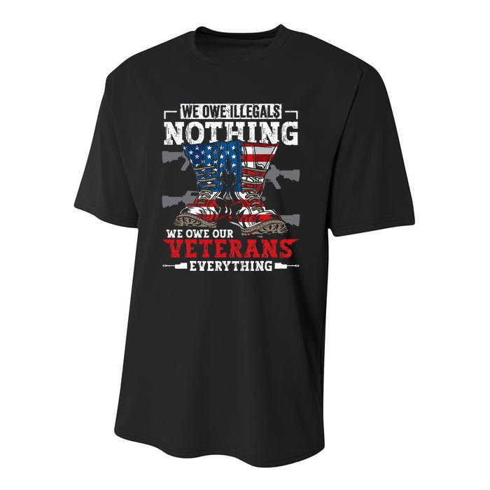 We Owe Illegals Nothing Veterans Everything Political Youth Performance Sprint T-Shirt