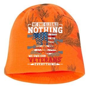 We Owe Illegals Nothing We Owe Our Veterans Everything Kati - Camo Knit Beanie