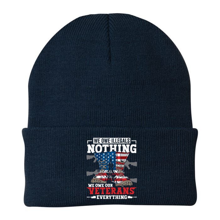 We Owe Illegals Nothing We Owe Our Veterans Everything Knit Cap Winter Beanie