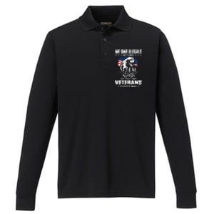 We Owe Illegals Nothing We Owe Our Veterans Everything Back Performance Long Sleeve Polo