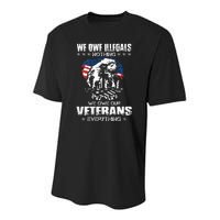 We Owe Illegals Nothing We Owe Our Veterans Everything Back Youth Performance Sprint T-Shirt