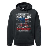 We Owe Illegals Nothing We Owe Our Veterans Everything Performance Fleece Hoodie