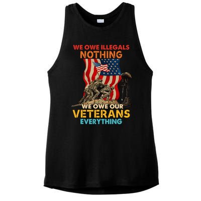 We Owe Illegals Nothing We Owe Our Veterans Everything Ladies PosiCharge Tri-Blend Wicking Tank