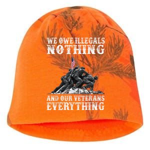 We Owe Illegals Nothing And Our Veterans Everything Kati - Camo Knit Beanie