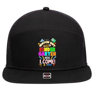 Watch Out Kindergarten Here I Come Kinder K School Cool Gift 7 Panel Mesh Trucker Snapback Hat