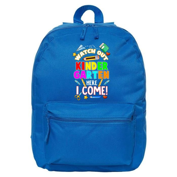 Watch Out Kindergarten Here I Come Kinder K School Cool Gift 16 in Basic Backpack