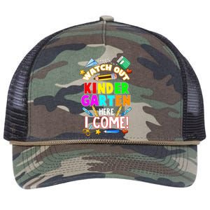 Watch Out Kindergarten Here I Come Kinder K School Cool Gift Retro Rope Trucker Hat Cap