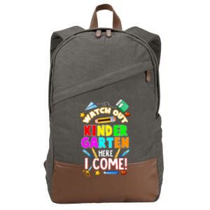 Watch Out Kindergarten Here I Come Kinder K School Cool Gift Cotton Canvas Backpack