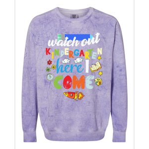 Watch Out Kindergarten Here I Come Kindergarten Gift Colorblast Crewneck Sweatshirt