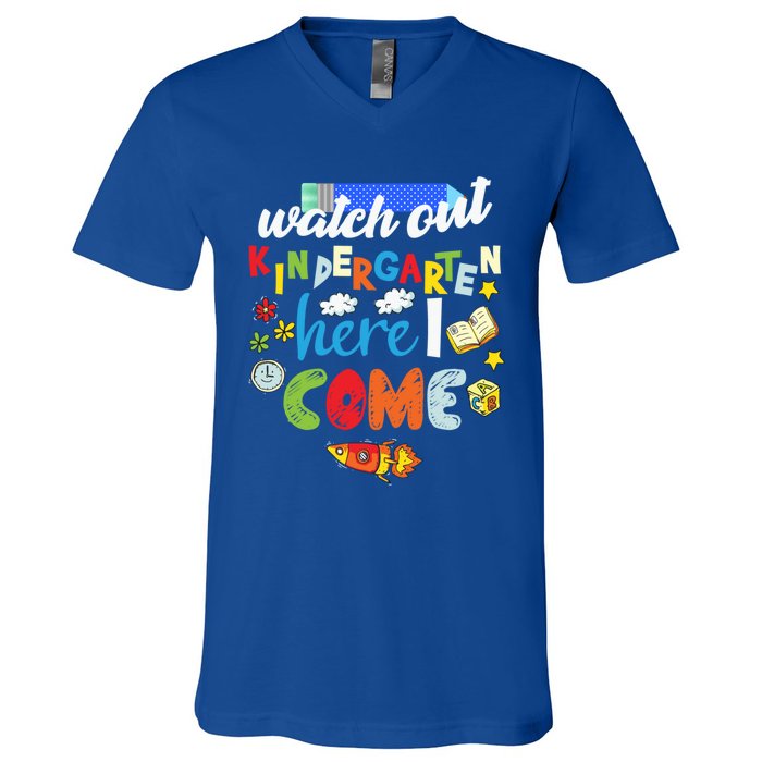 Watch Out Kindergarten Here I Come Kindergarten Gift V-Neck T-Shirt