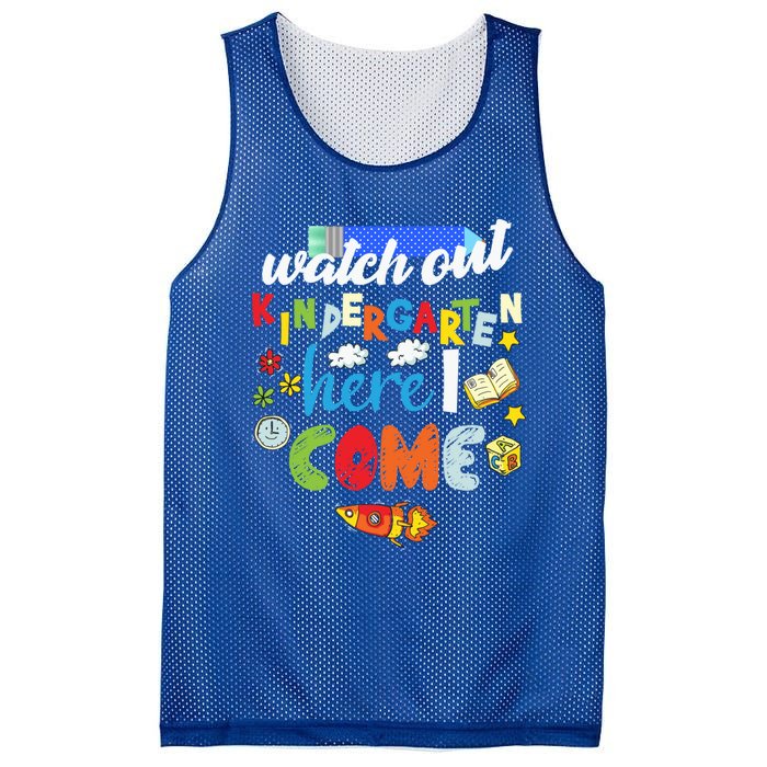 Watch Out Kindergarten Here I Come Kindergarten Gift Mesh Reversible Basketball Jersey Tank