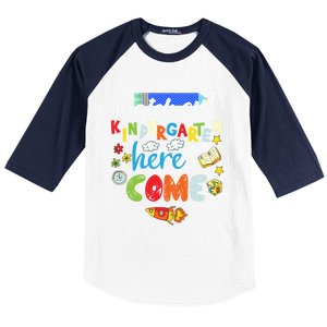 Watch Out Kindergarten Here I Come Kindergarten Gift Baseball Sleeve Shirt