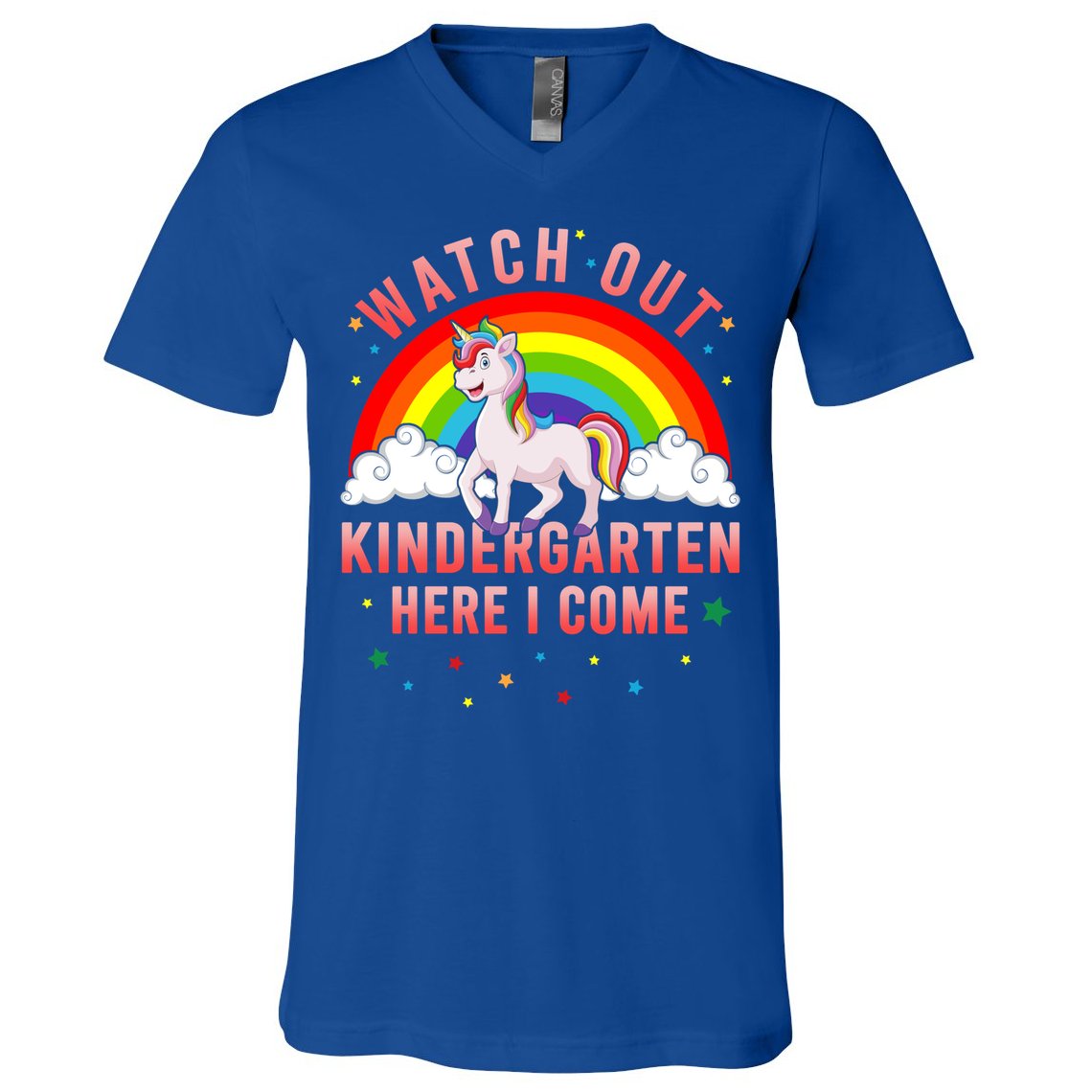 Watch Out Kindergarten Here I Come Unicorn Back To School Cute Gift V-Neck T-Shirt
