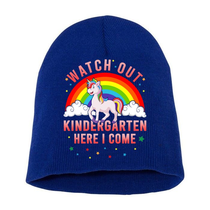 Watch Out Kindergarten Here I Come Unicorn Back To School Cute Gift Short Acrylic Beanie