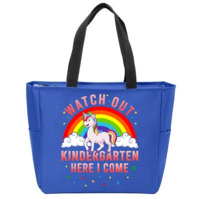Watch Out Kindergarten Here I Come Unicorn Back To School Cute Gift Zip Tote Bag