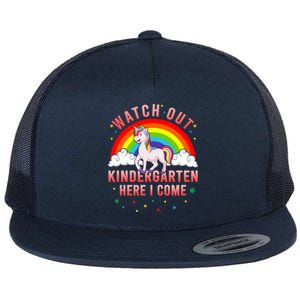 Watch Out Kindergarten Here I Come Unicorn Back To School Cute Gift Flat Bill Trucker Hat