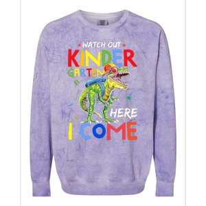 Watch Out Kindergarten Here I Come Dinosaurs Back To School Colorblast Crewneck Sweatshirt