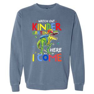 Watch Out Kindergarten Here I Come Dinosaurs Back To School Garment-Dyed Sweatshirt