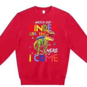 Watch Out Kindergarten Here I Come Dinosaurs Back To School Premium Crewneck Sweatshirt