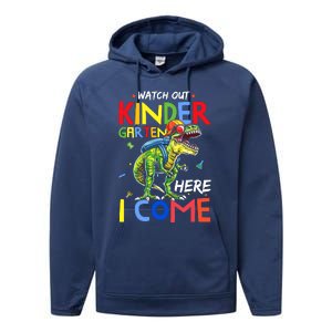 Watch Out Kindergarten Here I Come Dinosaurs Back To School Performance Fleece Hoodie