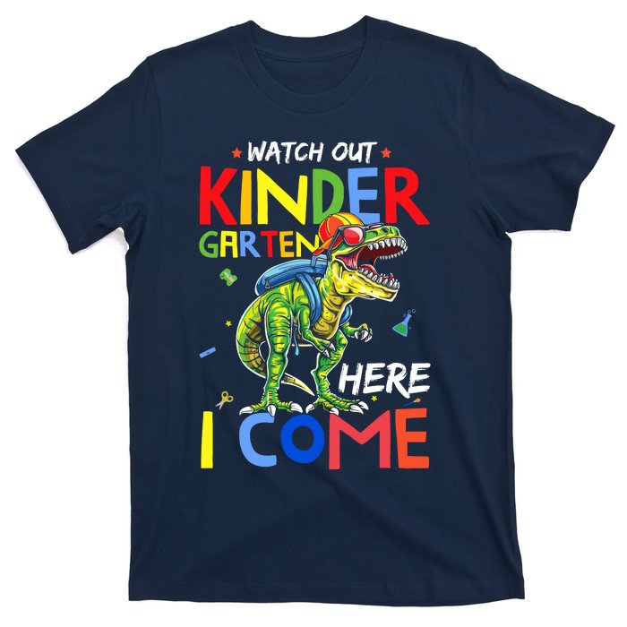 Watch Out Kindergarten Here I Come Dinosaurs Back To School T-Shirt