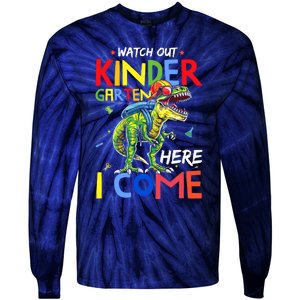 Watch Out Kindergarten Here I Come Dinosaurs Back To School Tie-Dye Long Sleeve Shirt