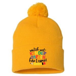 Watch Out Kindergarten Here I Come Kinder Back To School Pom Pom 12in Knit Beanie