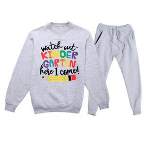 Watch Out Kindergarten Here I Come Kinder Back To School Premium Crewneck Sweatsuit Set