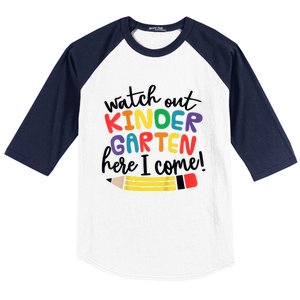 Watch Out Kindergarten Here I Come Kinder Back To School Baseball Sleeve Shirt